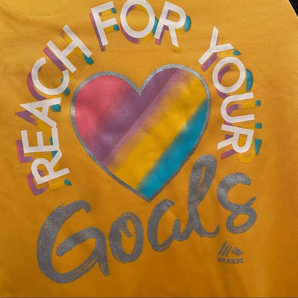 NWT - Girls RBX Sweatshirt & Leggings - Yellow Matching Outfit w/ Rainbow Heart - Picture 2 of 16